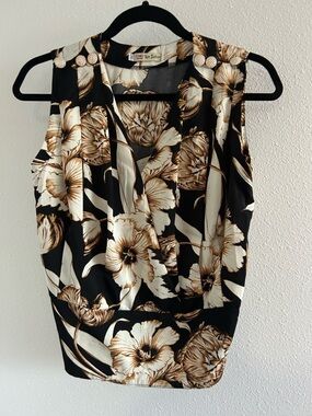 New Fashion Sleeveless V-Neck Floral Top